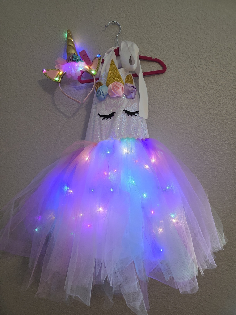 LED Unicorn Tulle Costume Dress with Headband